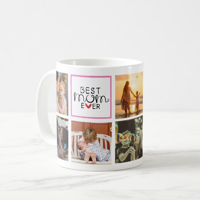 Bästa mamma någonsin-fotosamlingsplats för familje kaffemugg (Framsida vänster)