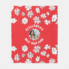 Bästa mamma någonsin-fotot-blommigt med ett enda s fleecefilt