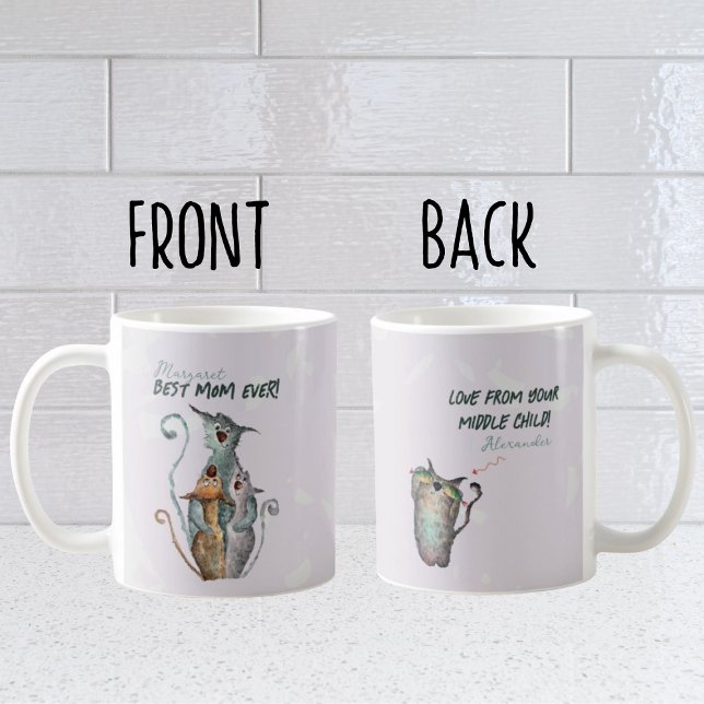 Bästa mamma någonsin från mitten barn kaffemugg (FUNNY MIDDLE CHILD "BEST MOM EVER" MUG.)