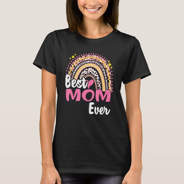 Bästa Mamma någonsin funny Rosa Leopard Rainbow Ma T Shirt (Framsida)