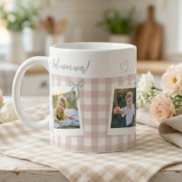 Bästa mamma någonsin Gingham fotokollage Kaffemugg