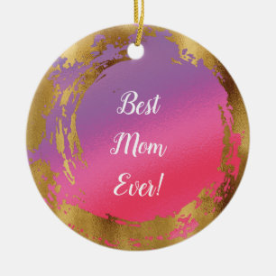 Bästa Mamma någonsin Girly Chic Rosa Guld Julgransprydnad Keramik