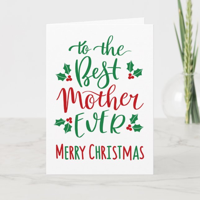 Bästa mamma någonsin God jul Typografi Kort (Framsida)