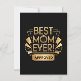 Bästa mamma någonsin, godkänd - Guldtextdesign Vykort