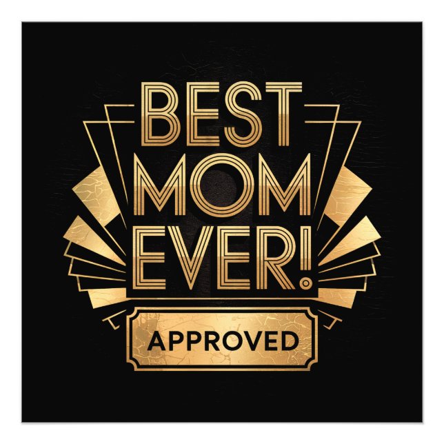 Bästa Mamma någonsin, godkänt - Golden Text Design Fototryck (Framsidan)