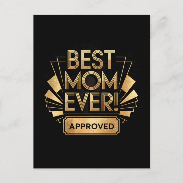 Bästa Mamma någonsin, godkänt - Golden Text Design Vykort (Framsida)