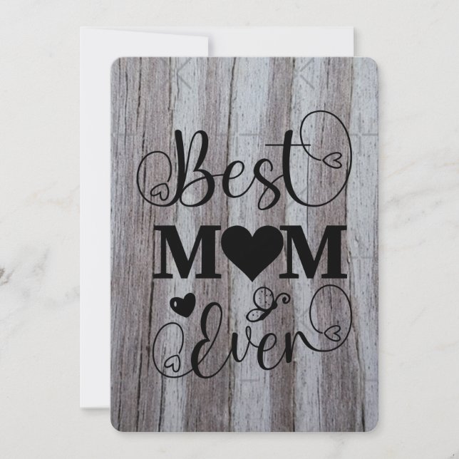 Bästa mamma någonsin Grå lada Trä 2025 Julkort (Framsida)