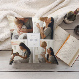 Bästa Mamma någonsin | Grått & White Kids Photo Co Kudde