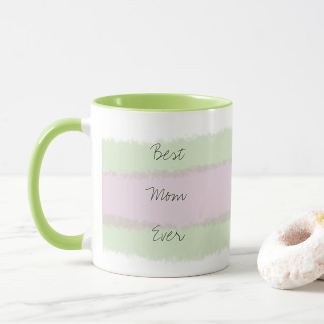 Bästa Mamma någonsin-Grönten och Rosa, stripe Möns Mugg (Med munk)