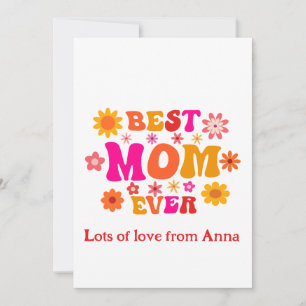 Bästa mamma någonsin Groovy Blommig Mors dag Anpas Kort