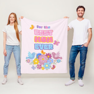 Bästa mamma någonsin Groovy Pastell Blommig Mors d Fleecefilt