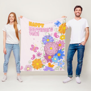 Bästa mamma någonsin Groovy Pastell Blommig Mors d Fleecefilt