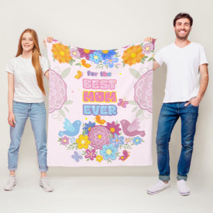 Bästa mamma någonsin Groovy Pastell Blommig Mors d Fleecefilt