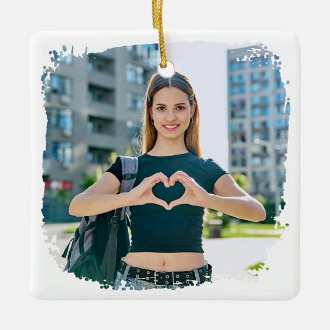 Bästa Mamma någonsin Grunge Gräns Photo Julgransprydnad Keramik (Framsida)