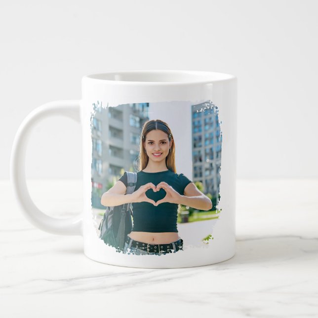 Bästa mamma någonsin Grunge kant foto Jumbo Mugg (Vänster)