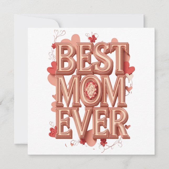 Bästa mamma någonsin Guld 3D-design | Elegant mors Julkort (Framsida)