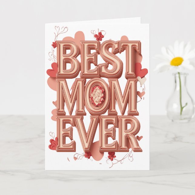 Bästa mamma någonsin Guld 3D-design | Elegant mors Kort (Liten växt)