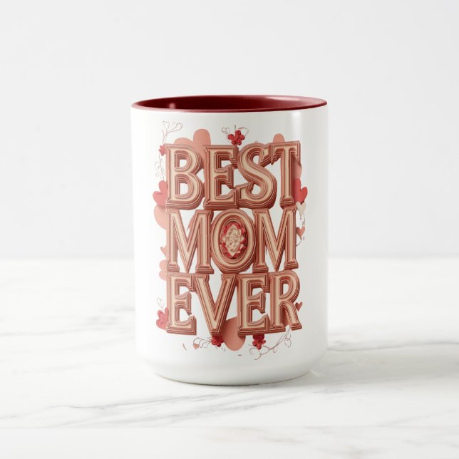 Bästa mamma någonsin Guld 3D-design | Elegant mors Mugg (Center)