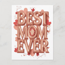 Bästa mamma någonsin Guld 3D-design | Elegant mors Vykort
