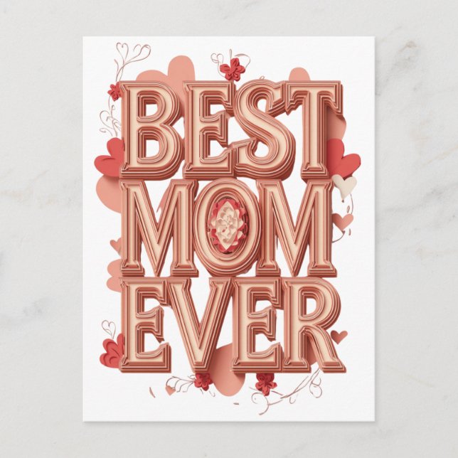 Bästa mamma någonsin Guld 3D-design | Elegant mors Vykort (Framsida)