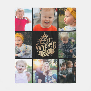 Bästa mamma någonsin Guld Foto Collage Present Fl Fleecefilt