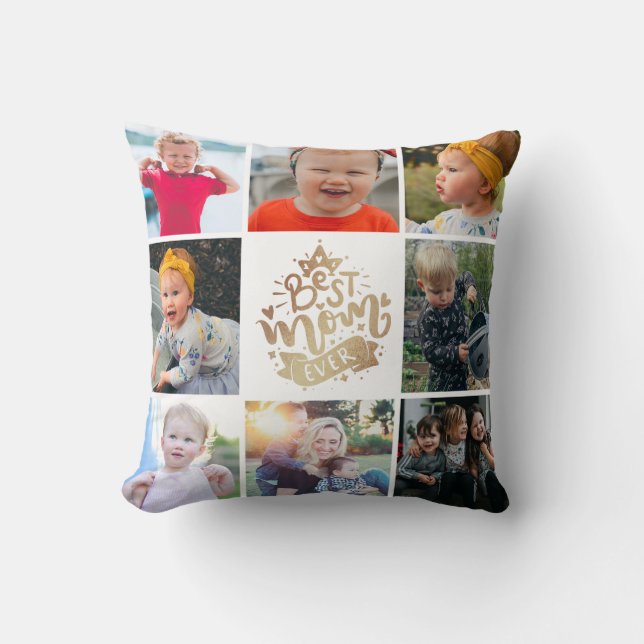 Bästa mamma någonsin Guld Foto Collage Present Kas Kudde (Framsida)