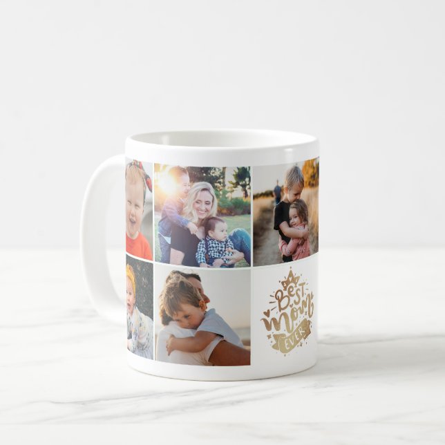 Bästa Mamma någonsin Guld Letar efter 9 Photo Coll Kaffemugg (Framsida vänster)
