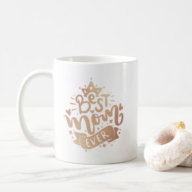 Bästa Mamma någonsin Guld Lettering Typografi Magi Kaffemugg (Med munk)