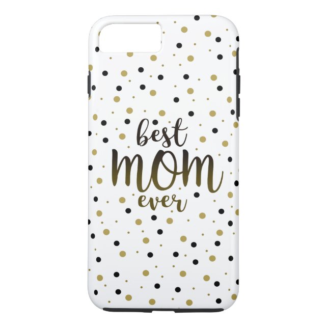 Bästa Mamma någonsin, Guld och svart konfetti-typo Case-Mate iPhone Skal (Baksida)