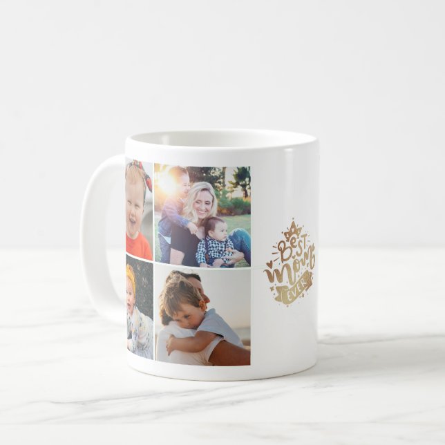 Bästa mamma någonsin guldtextning 9 fotokollage Ma Kaffemugg (Framsida vänster)