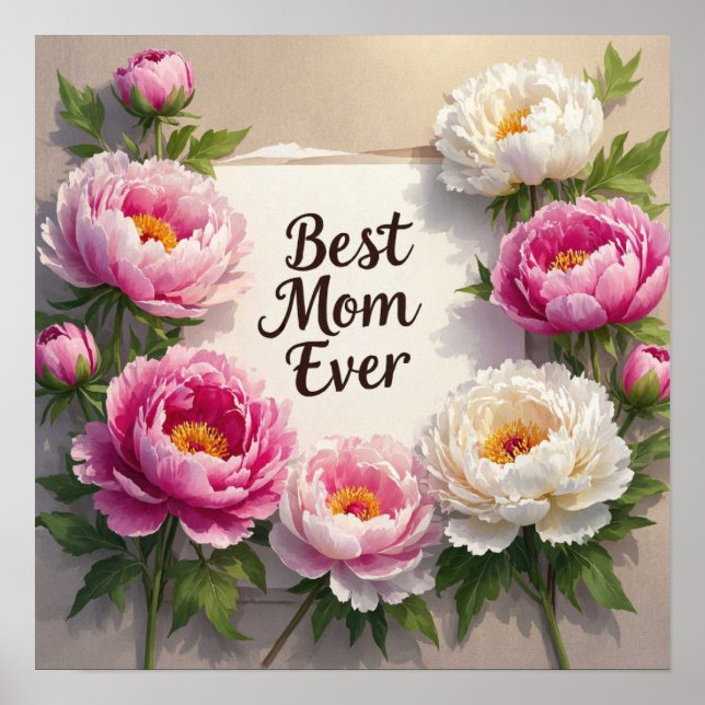 Bästa Mamma någonsin" Hand-målade ponnyer och kurs Poster (Framsidan)