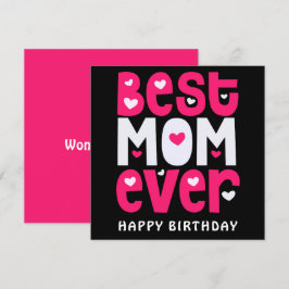 Bästa Mamma någonsin Heart Birthday Black Rosa Whi Kort