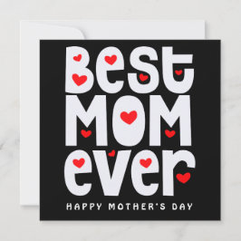 Bästa Mamma någonsin Heart Mors dag Black White Kort