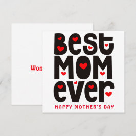 Bästa Mamma någonsin Heart Mors dag Red Black Whit Kort