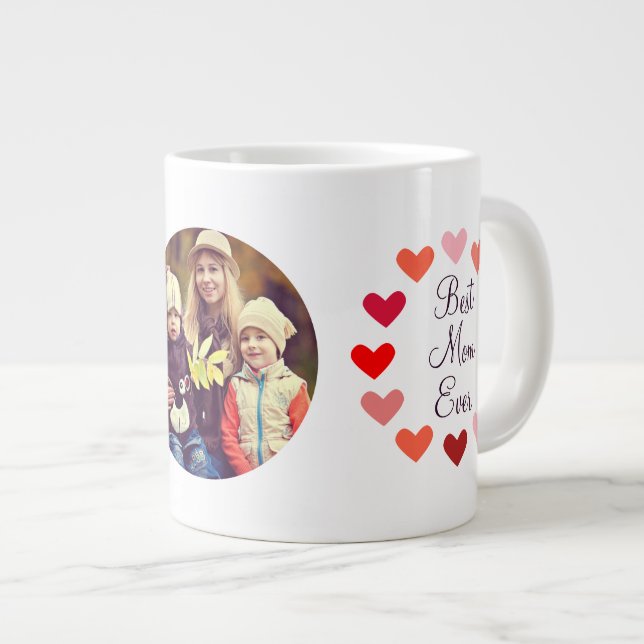 Bästa Mamma någonsin Heart Photo Mors dag Jumbo Mugg (Framsida höger)