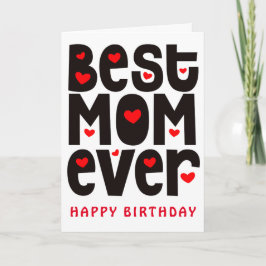Bästa Mamma någonsin Heart Red Black Birday Kort