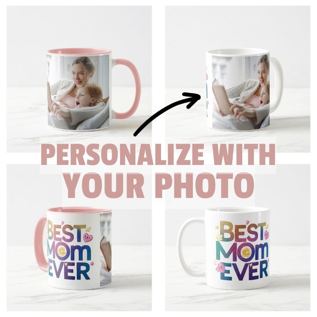 Bästa mamma någonsin Hjärtan & Blommor Kaffemugg (best mom ever personalize mom mug flowers hearts)
