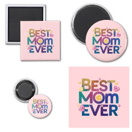 Bästa mamma någonsin hjärtan & blommor magnet