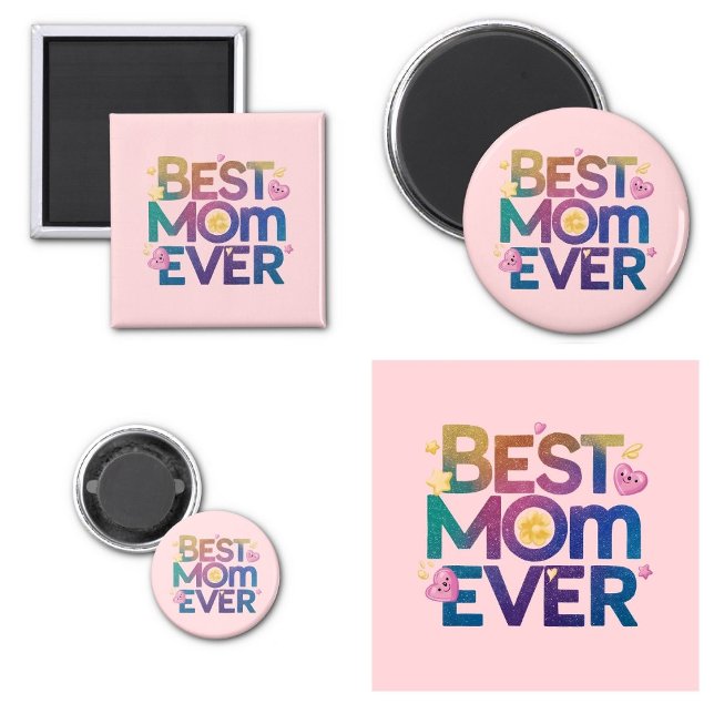 Bästa mamma någonsin hjärtan & blommor magnet (Best Mom Ever hearts and flowers magnets)