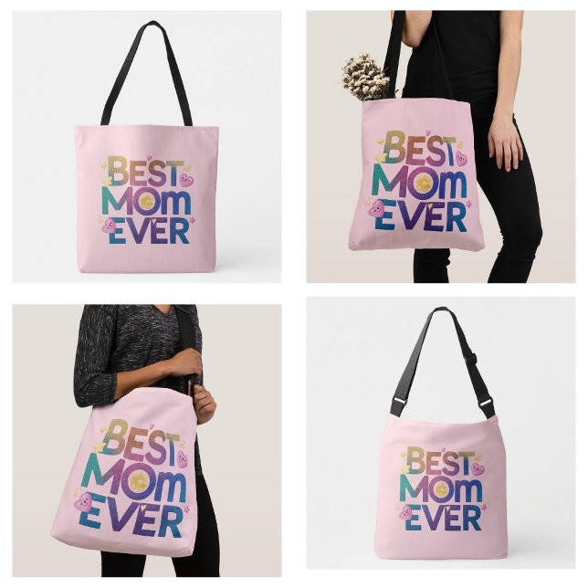 Bästa mamma någonsin Hjärtan & Blommor Tygkasse (best mom ever hearts and flowers tote bags)