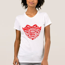 Bästa mamma någonsin Hjärtan, söt röd rosett Mors T Shirt