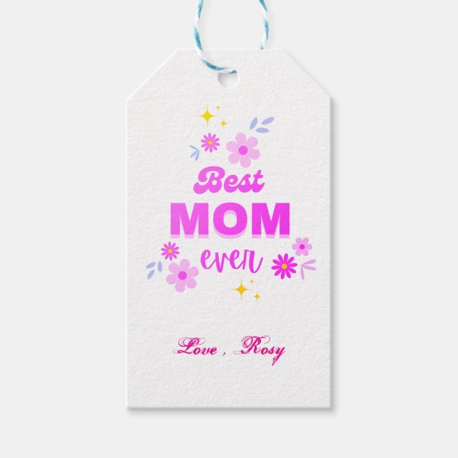 Bästa Mamma någonsin - Hjärtfilt och Snyggt design Presentetikett (Framsidan)