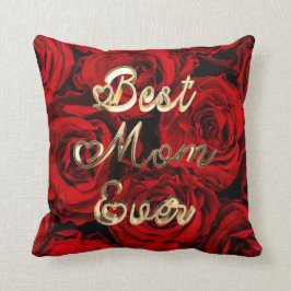 Bästa Mamma någonsin hör Röd ros-Blommigten Kudde