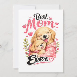 Bästa mamma någonsin Hund Söt mamma och valp Djur Kort