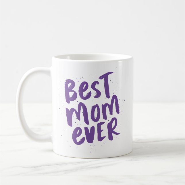 Bästa mamma någonsin i det moderna trendiget lila  kaffemugg (Vänster)