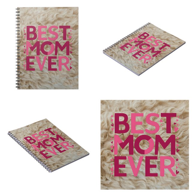 Bästa Mamma någonsin i Trendig Rosa Typografi Cute Anteckningsbok (Best Mom Ever In Trendy Pink Typography Cute Furry Notebook
)