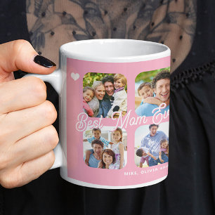 Bästa mamma någonsin kärlek du 9 fotokollage rosa kaffemugg