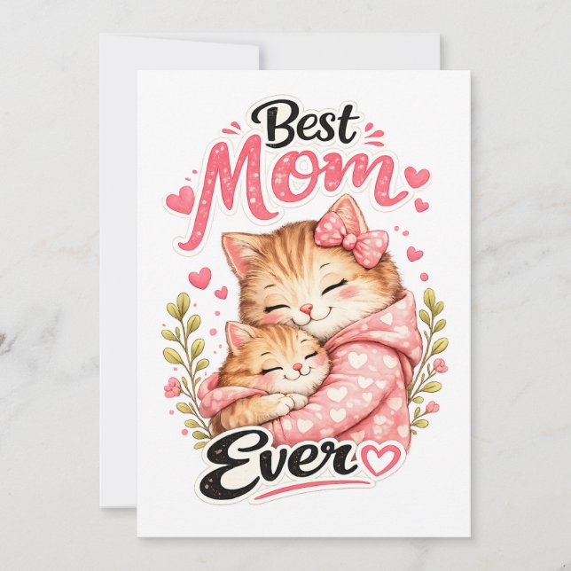 Bästa mamma någonsin Kattdesign Söt moderskatta oc Kort (Framsida)