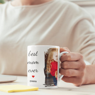 Bästa mamma någonsin l Anpassad foto- och texttypo Mugg
