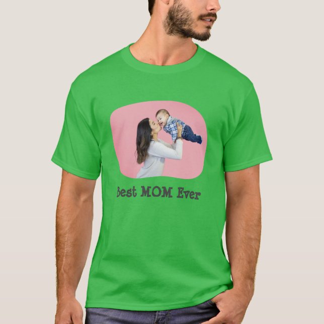 Bästa MAMMA någonsin ladda upp vågräts familjefoto T Shirt (Framsida)